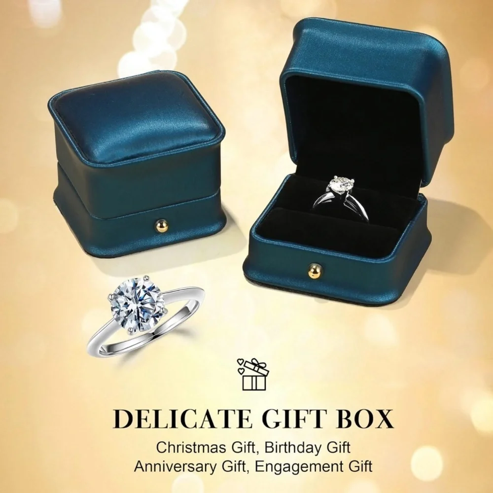 Moissanite Rings for‎ Women, 2CT VVS1 Clarity Rings 14K White Gold Vermeil…